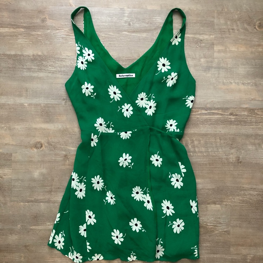 Reformation Anchorage Green Floral Wrap Dress XS - Picture 6 of 8